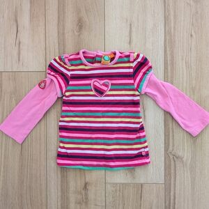 Toddler Multicolor Striped Long Sleeve Tee with Heart